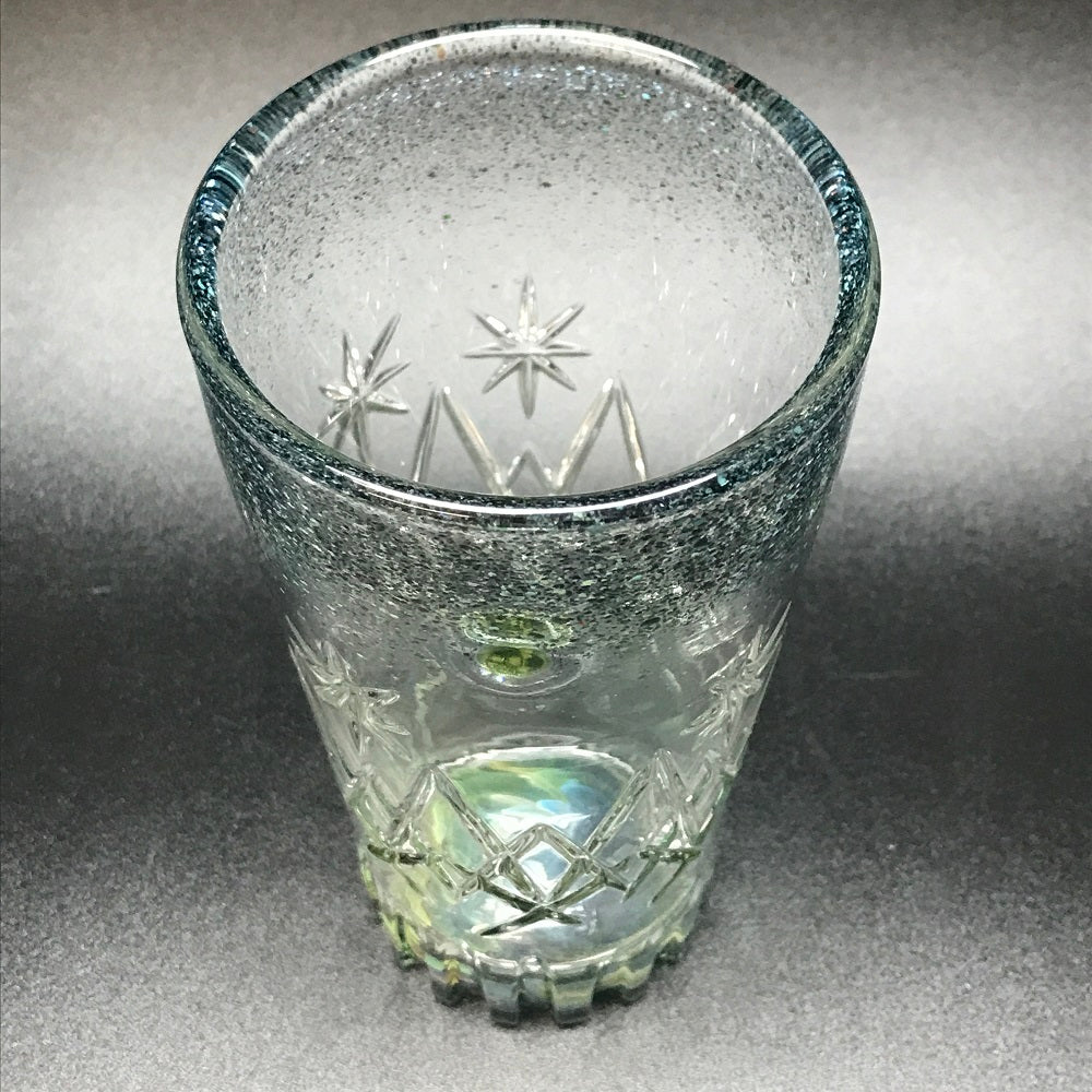 Rotational Science Hand Carved Frit Accented Pint Glass / #3