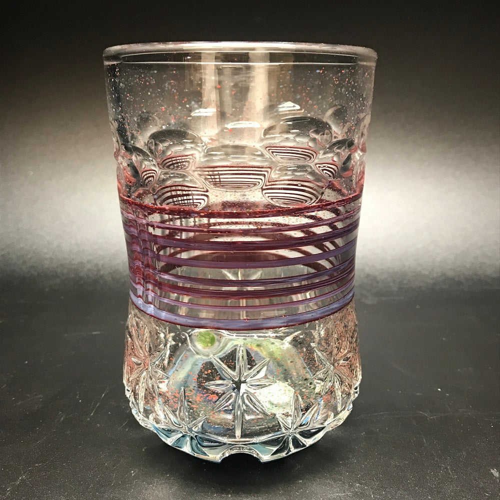 Rotational Science Color Wrapped Space Scene Base Hand Carved Drinking Glass / #10