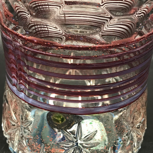 Rotational Science Color Wrapped Space Scene Base Hand Carved Drinking Glass / #10