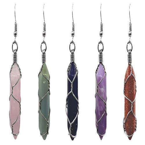 Stone Point Full Wrap Earrings - Assorted