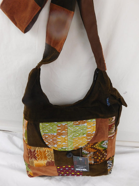 Saddle Bag in Hand Brocade & Cotton Corduroy