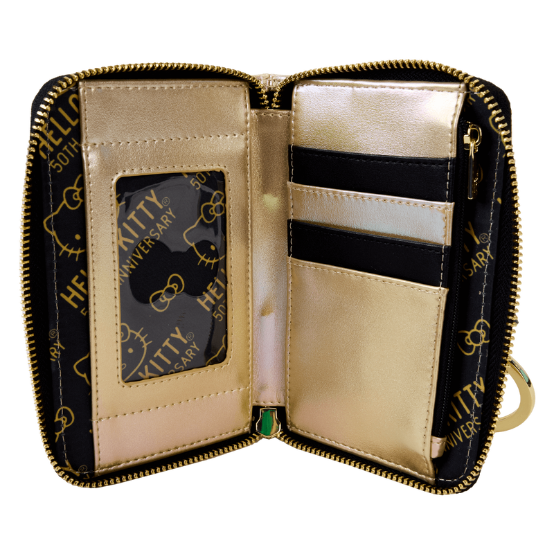 Loungefly Sanrio Hello Kitty 50th Anniversary Gold Zip Around Wallet SALE
