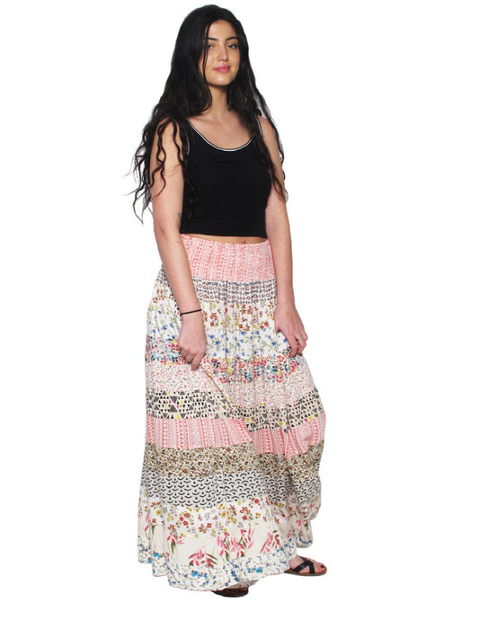 Blue Sky Designs Smocked Panel Patchwork Skirt