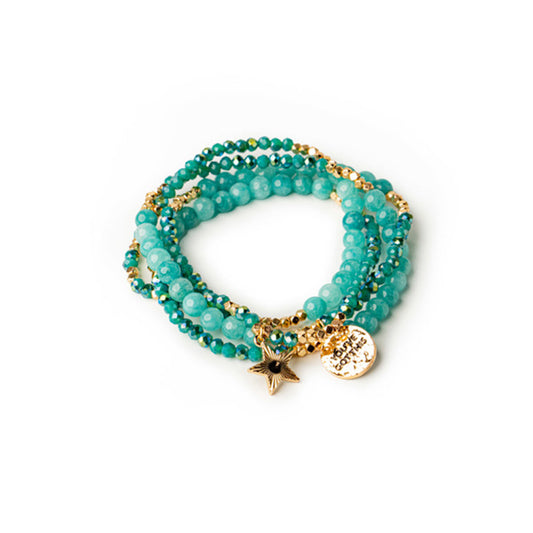 Soul Stacks Aquamarine Bracelet Bar Terra Stone Wrap Bracelet & Necklace