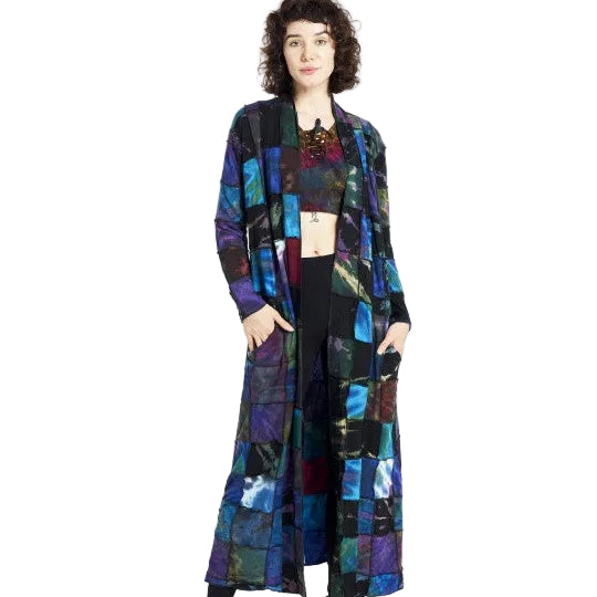 Tie Dyed Patchwork Long Cardigan