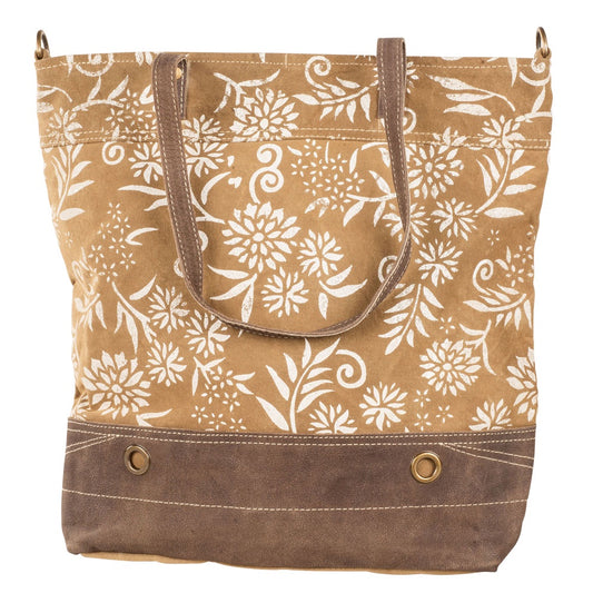 Clea Ray Tan and Floral Canvas Crossbody Bag