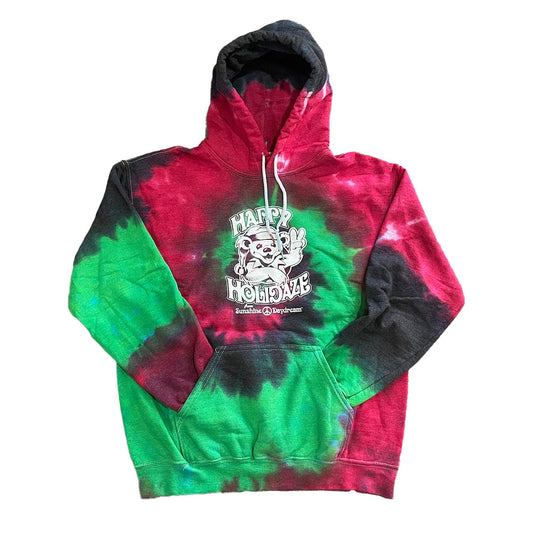 Happy Holidaze Santa Bear Tie Dye Hoodie