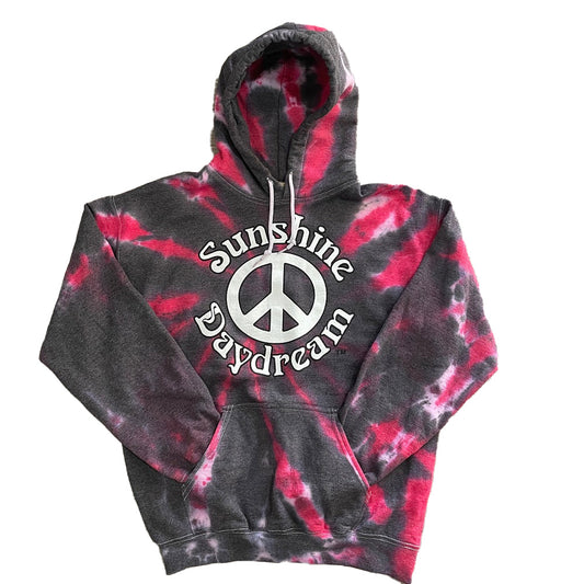 Sunshine Daydream Red Black Spiral Tie Dye Hoodie