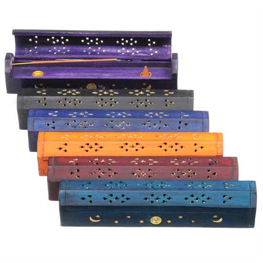 Wood Coffin Incense Burner - Assorted Colors