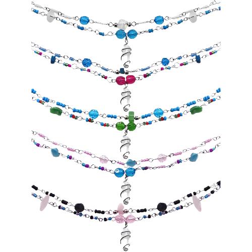 Beaded Anklet with Wrapped Crystal