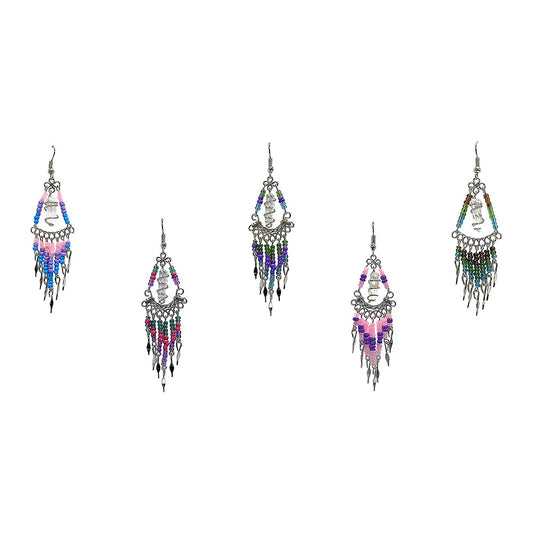 Wrapped Crystal and Dangle Beads Earrings