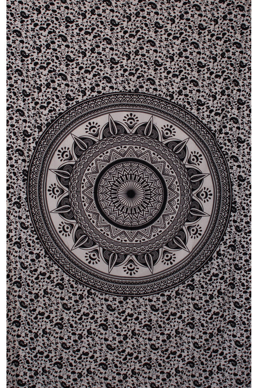 Zest For Life Black//White Mandala Tapestry