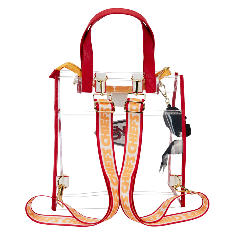 Loungefly NFL Kansas City Chiefs Clear Convertible Backpack & Tote Crossbody Stadium Bag