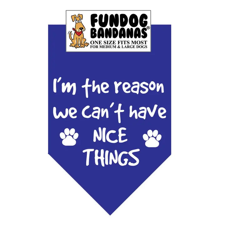 FunDog Bandanas I'm The Reason We Don't Have Nice Things Dog Bandana - Assorted Colors