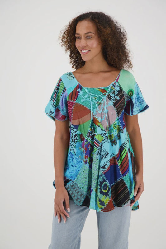Bohemian Patchwork Blouse in Assorted Colors Free Size