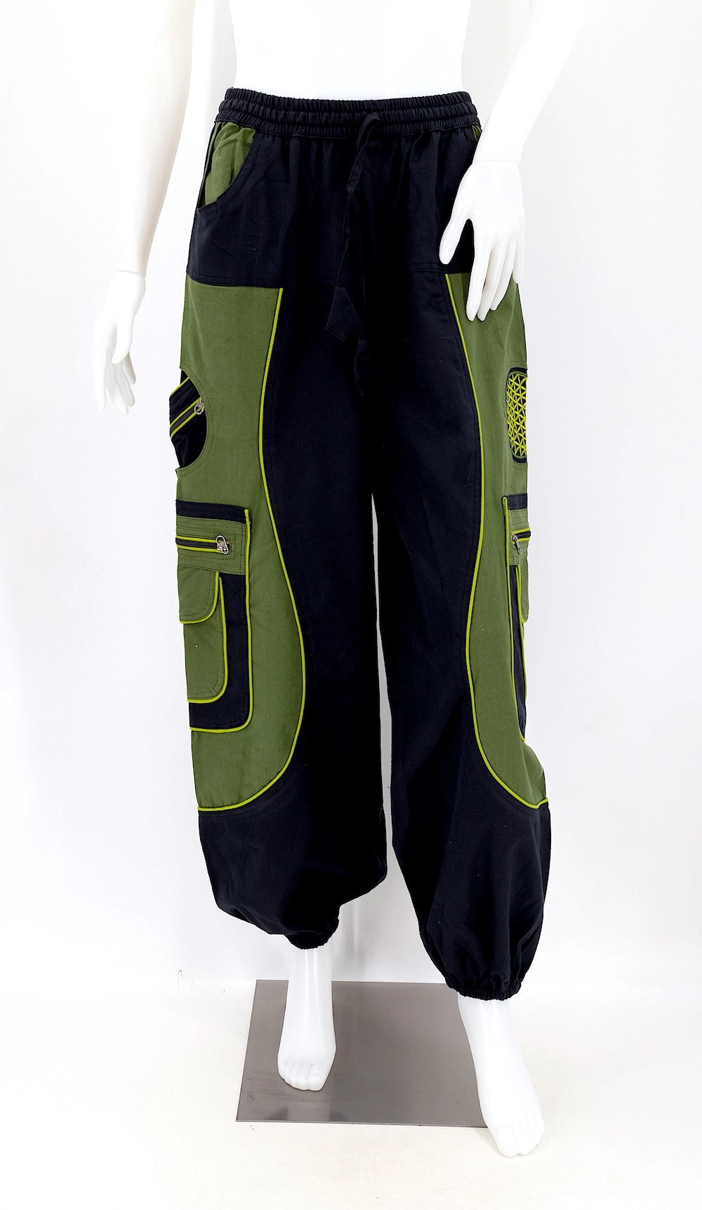 Flower of Life Embroidered Cotton Pants - Assorted Colors