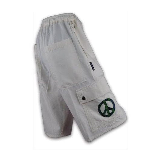 Cotton Cargo Shorts with Peace Sign
