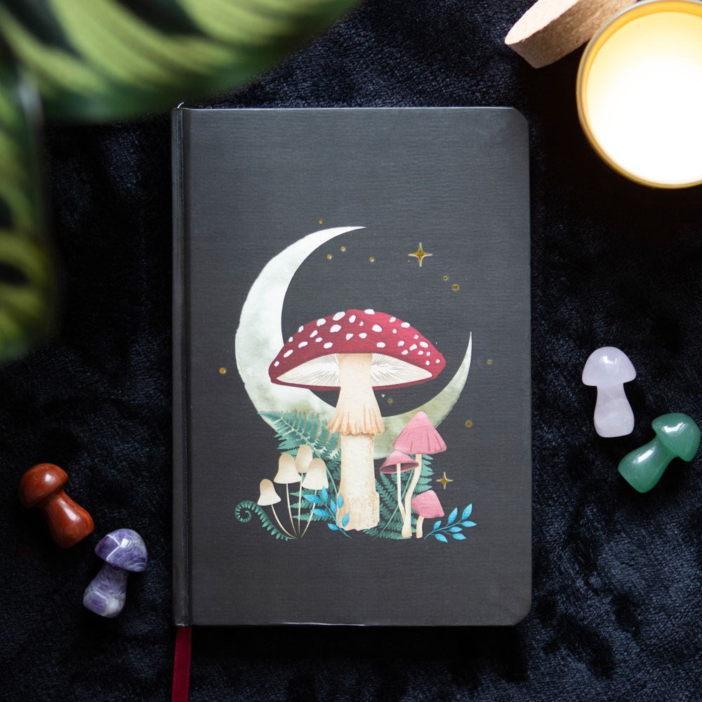 Celestial Mushroom & Crescent Moon Hardcover Journal