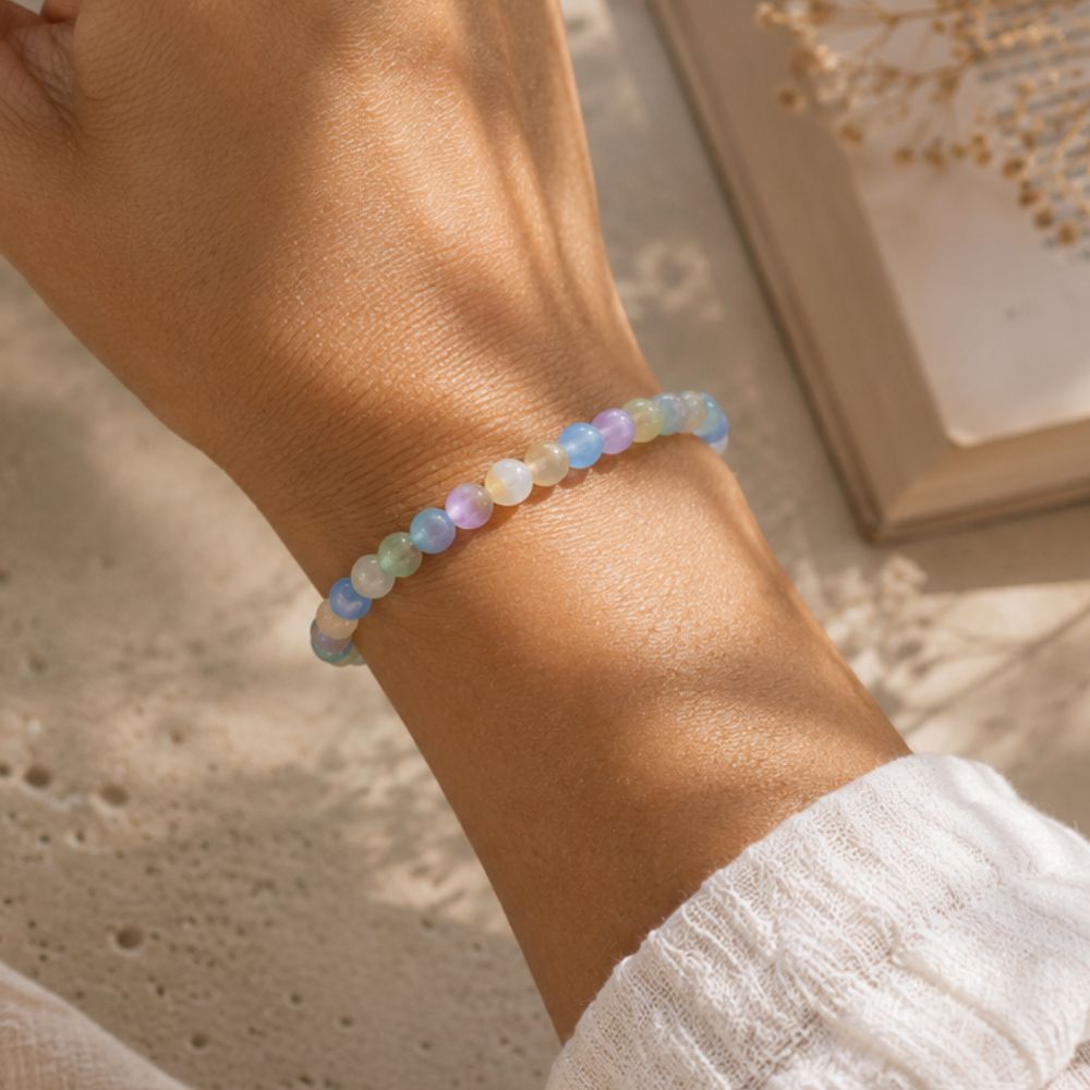Pastel Rainbow Selenite Bracelet - 4mm