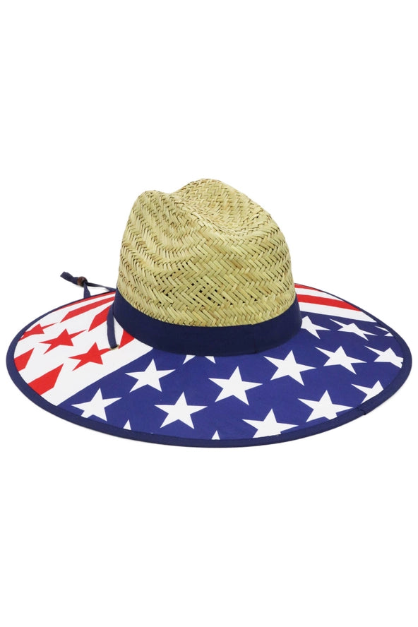 Patriotic USA Flag Straw Lifeguard Hat