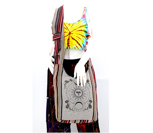 Gheri Cotton with Celestial Sun and Moon Print Crossbody Bag