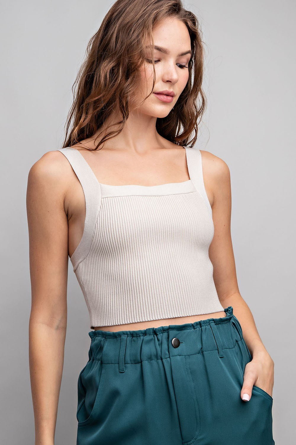 Crop Tank Top in Oatmeal