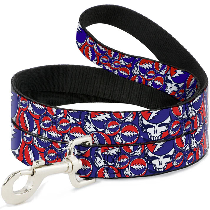 Grateful Dead Steal Your Face Stacked Print Dog Leash - 1" Wide