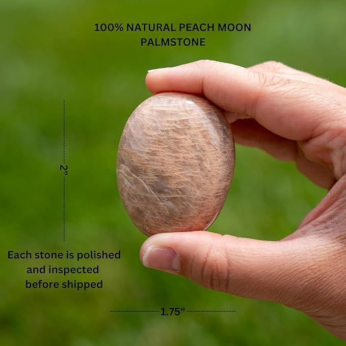 TruEnergy Peach Moonstone Palm Stone - 2"