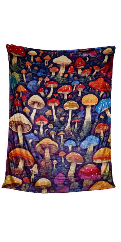 Mushroom Forest Fleece Throw Blanket 50x60"