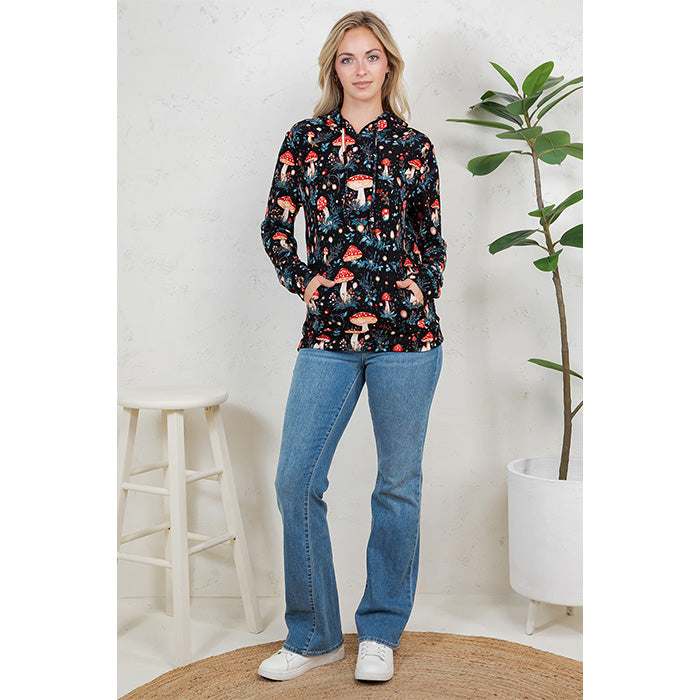 Garden of Mushrooms Print Ladies Pullover