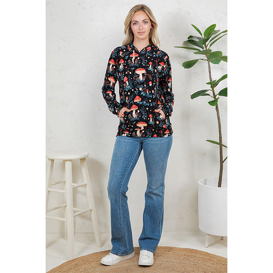 Garden of Mushrooms Print Ladies Pullover