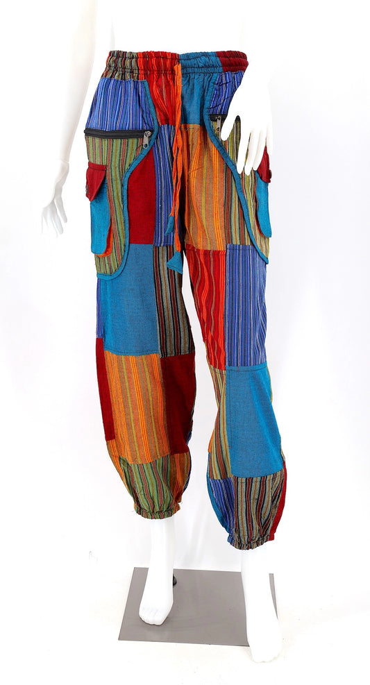 Striped Handwoven Cotton Patchwork Pants - Assorted Colors