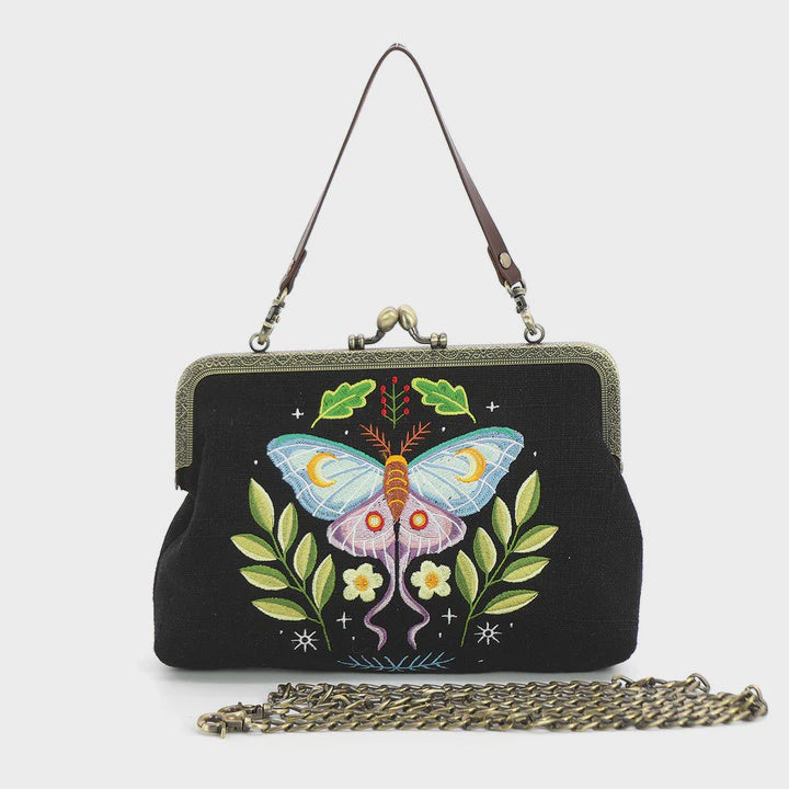 Butterfly Vintage Kisslock Bag in Black