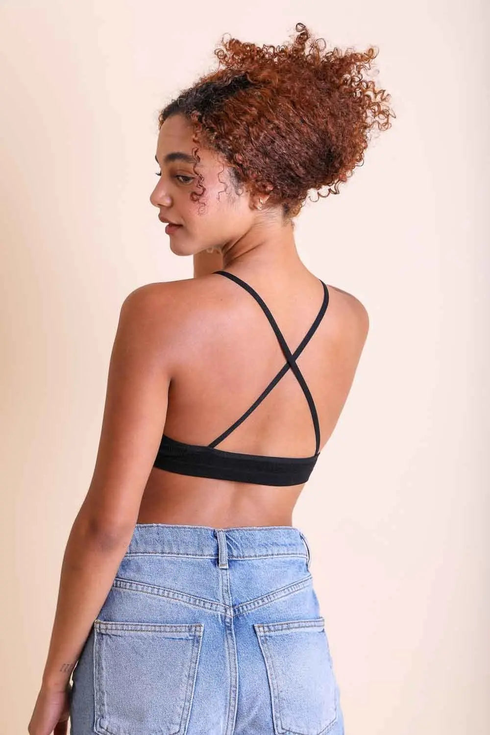 High Neck Crochet Bralette in Black