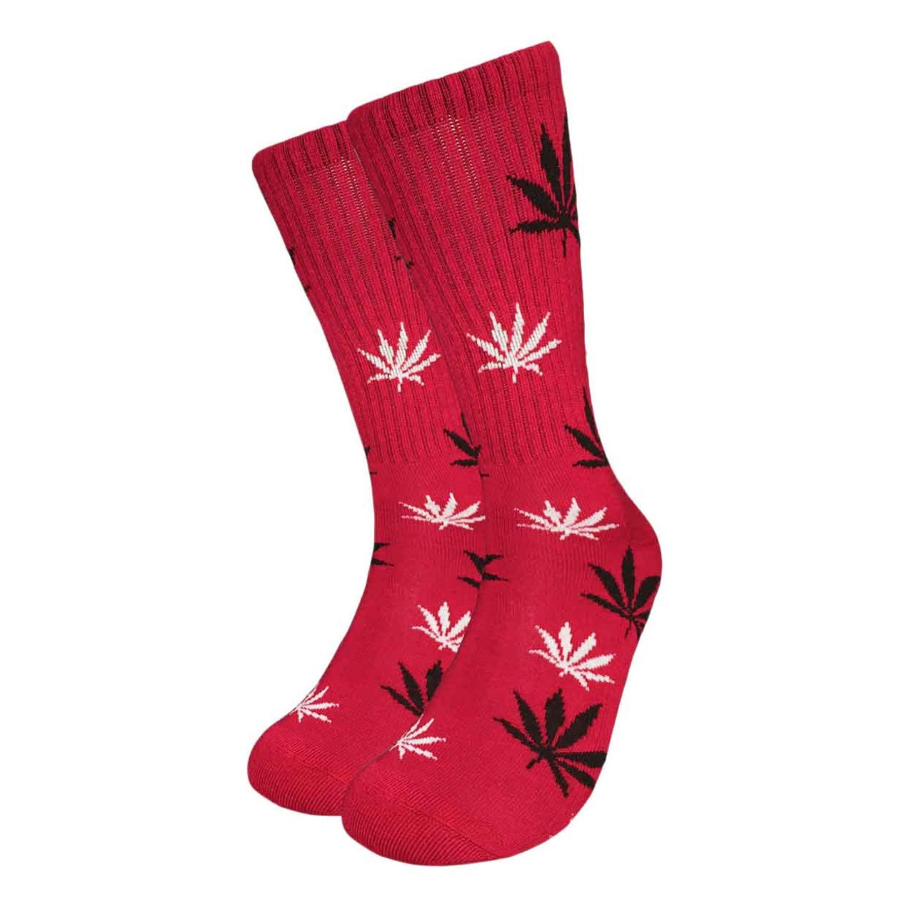 Mad Toro Leaf Socks - Red with Black & White Print