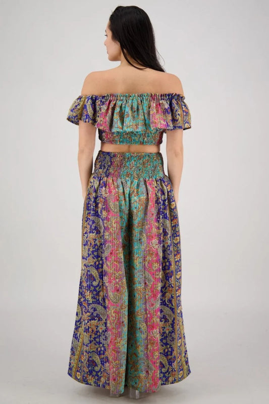 Paisley Festival 2-Piece Set - Pink, Purple & Teal