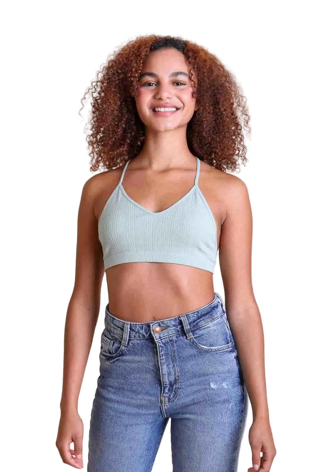 Tattoo Mesh Racerback Bralette in Sage