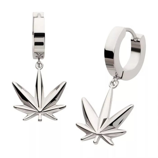 Pot Leaf Huggie Earrings