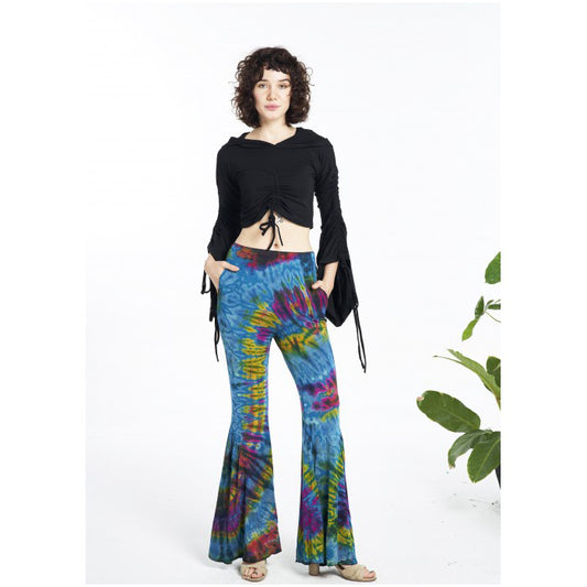 Tie Dyed Bell Bottom Pants in Blue