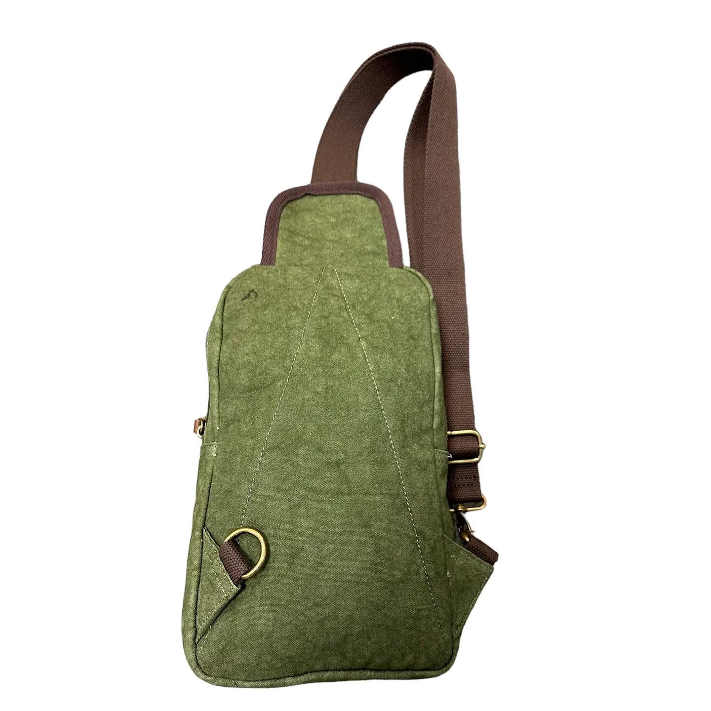 Upcycled Canvas Messenger Sling Bag Green