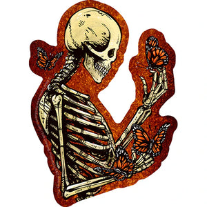 Metamorphosis Sticker – Skeleton and Monarch Butterfly Die-Cut Vinyl Decal