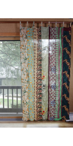 Recycled Sari Patchwork Curtain Panel (54" x 86") in Assorted Prints