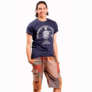 Striped Stonewash Patchwork Cargo Shorts