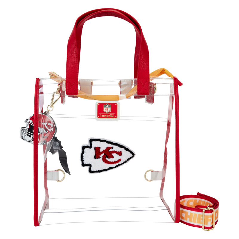 Loungefly NFL Kansas City Chiefs Clear Convertible Backpack & Tote Crossbody Stadium Bag