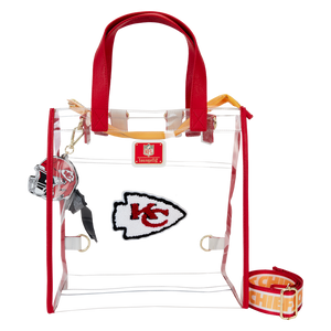 Loungefly NFL Kansas City Chiefs Clear Convertible Backpack & Tote Crossbody Stadium Bag