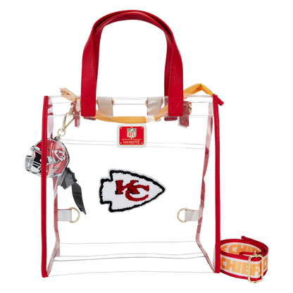 Loungefly NFL Kansas City Chiefs Clear Convertible Backpack & Tote Crossbody Stadium Bag