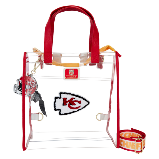 Loungefly NFL Kansas City Chiefs Clear Convertible Backpack & Tote Crossbody Stadium Bag
