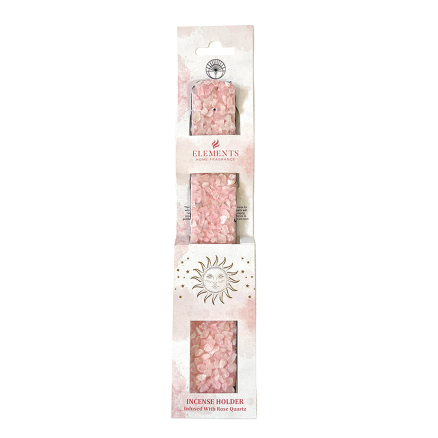 Elements Crystal Wooden Incense Burner in Rose Quartz