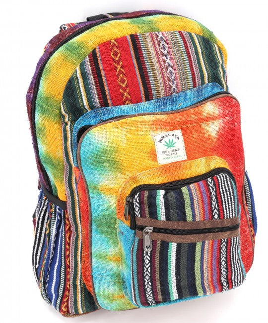 Hemp and Nepal Detailed Tie Dye Backpack - Large