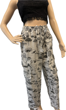 Mushroom Print Cargo Pants